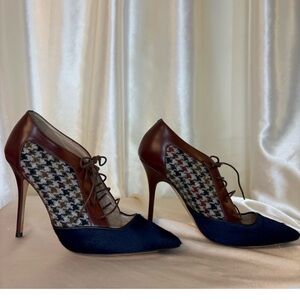 J Crew Elegant Brown and Navy Blue Women's Heels Pumps Size 8